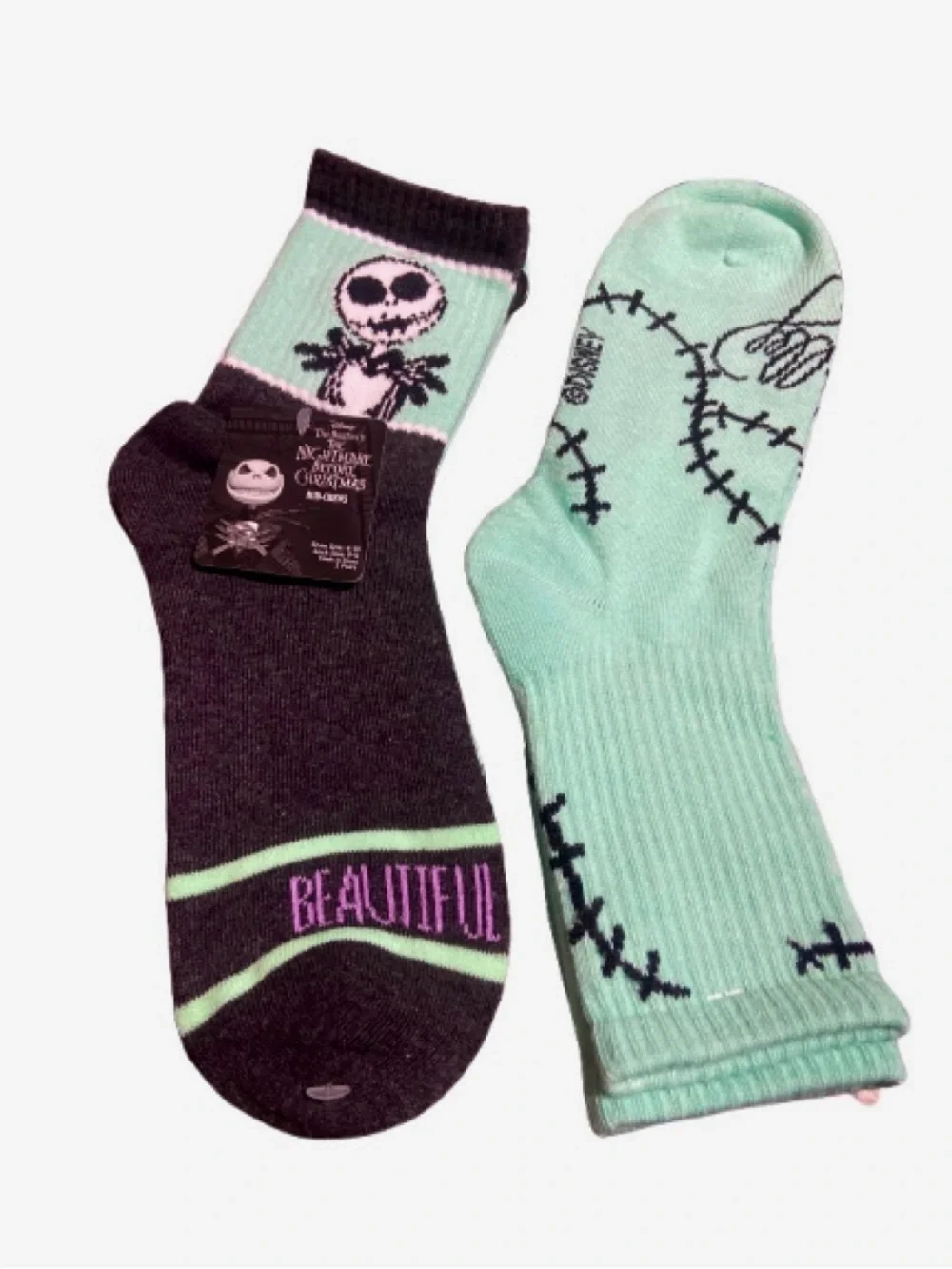 2 pairs The Nightmare Before Christmas Jack Skellington Socks - Mint & Black 🫶🏽